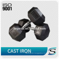 Steel handle rubber coated hex dumbbell